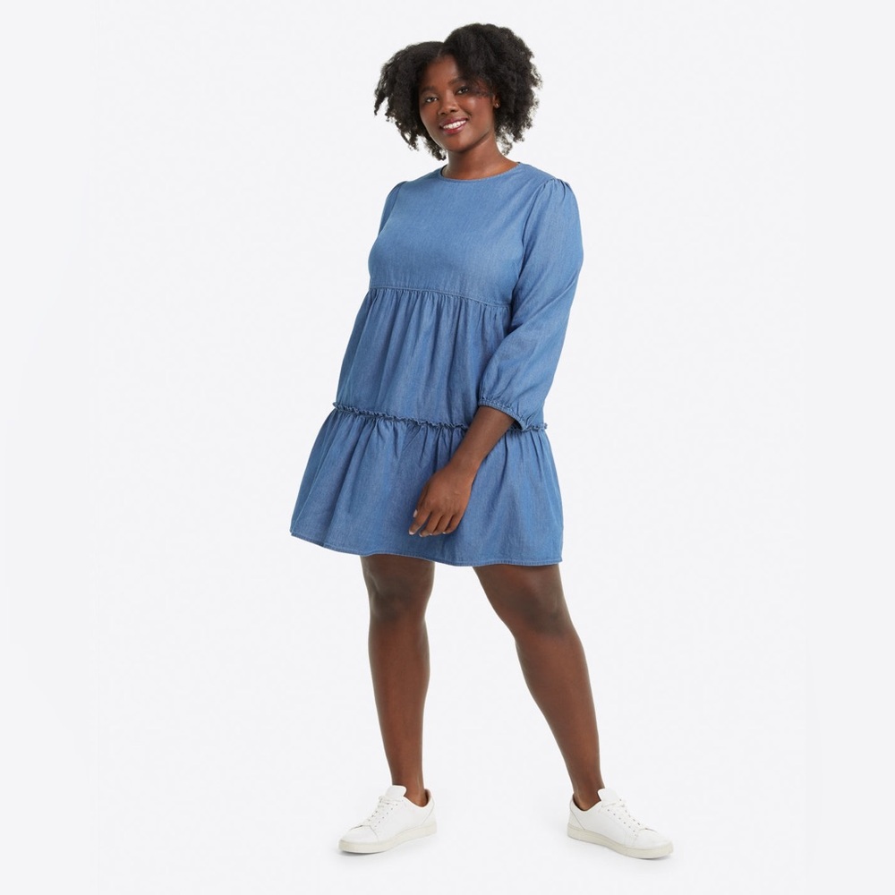 Draper James Tiered Chambray Dress - XS